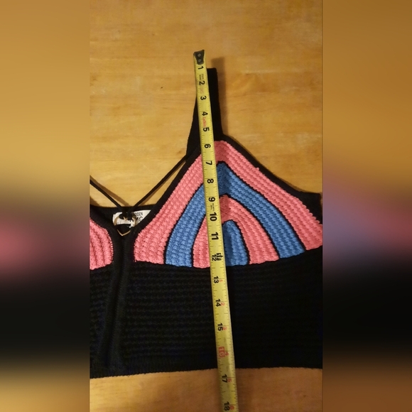 Madden Nyc Chic Black and Pink Striped Crop Top - Picture 7 of 11